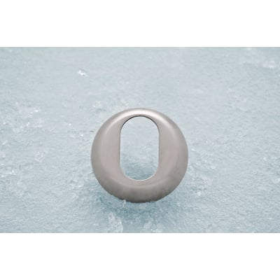 Assa Abloy cylinderring, oval og 8 mm, med afrundet yderside og aflang åbning, set forfra.