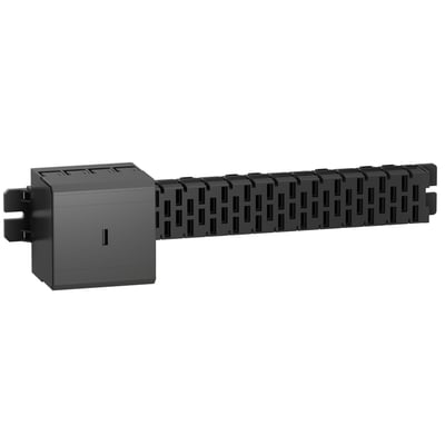 Schneider Electric 160A tavleskinne med 3L+N, længde 1100mm, vist med 54 udtag til distribution på hvid baggrund.