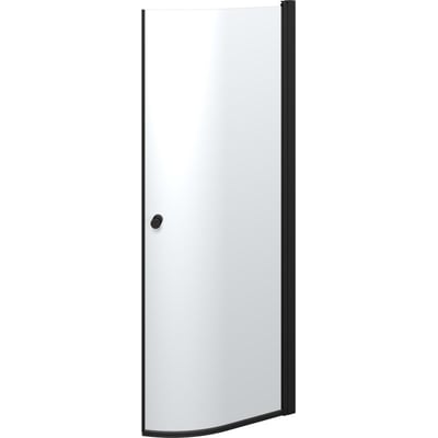 Dansani E91-03 halvrund brusekabinedør i klart glas med sort profil og sort greb, 200 x 72-74 cm.
