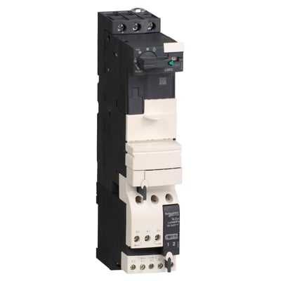 Schneider Electric TeSys U motorstarter LUB32 med klemmer, 32A/72VACDC, viser afbryderfunktion og styreenhed med klik-på design.
