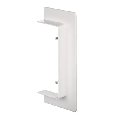 Schneider Electric OptiLine 45 vægflange, 140mm, i polar hvid PC/ABS plast på hvid baggrund.