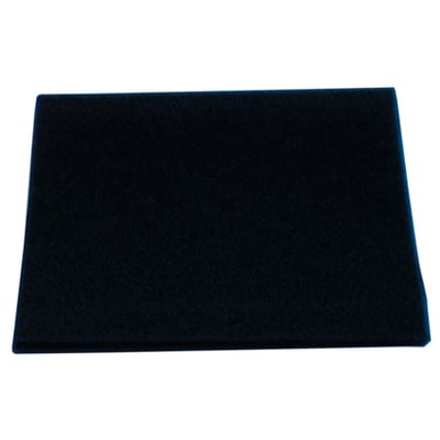 Sort, rektangulært universal kulfilter fra Nordic Quality til emhætte, 80 x 50 cm.