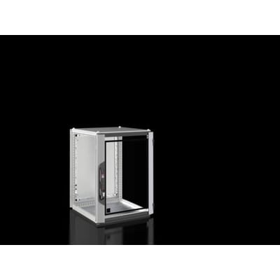 Rittal VX IT tomt kabinet, 600x800x600 mm, med lukket alu-glasdør foran og synlig låsemekanisme.