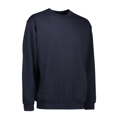 Bagfra visning af navy blå ID Identity sweatshirt, der viser den glatte overflade og sømme.