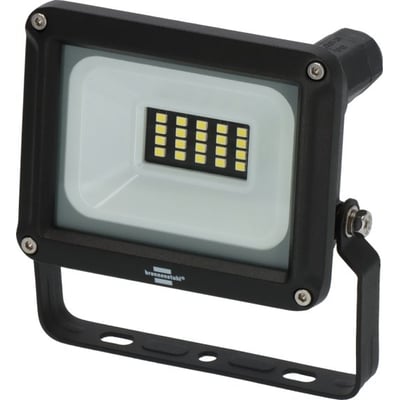 Forfra af Brennenstuhl 10W LED projektør, med synlige LED'er og brandlogo, klar til brug.