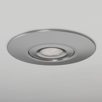 Ansell Lighting Prism Pro XM converter kit til Ø170 mm i satin krom, vist skråt med rund ring og centralt lysfelt.