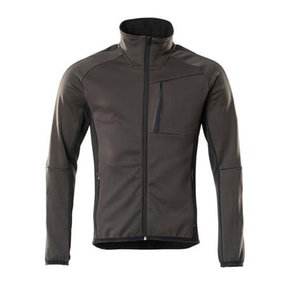 Mascot fleecetrøje i mørk antracit/sort med lynlås og brystlomme, størrelse XL.