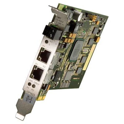 Siemens Simatic Net IE CP 1623 PCI Express netværkskort med 2 RJ45 porte og synlige komponenter på grøn printplade.