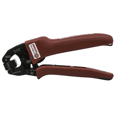 Detaljeret billede af Elpress pressetang PEB0110T18, der viser kapacitet 0,14-10mm2 og "Made in Sweden" mærkning på pressehovedet.