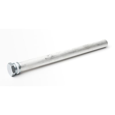 Nærbillede af Bosch offeranode til 50 liters beholder, med fokus på G3/4 gevind og den 275mm lange aluminiumsstav.