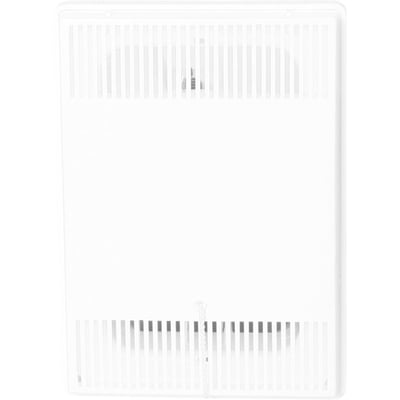 Frontbillede af Fresh klapventil i hvid plast med ribbet overflade og justerbar luftgennemstrømning via snortræk.