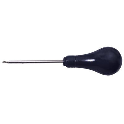 Ironside syl med rund 3 mm klinge, skarp spids og sort plastgreb, vist fra siden.