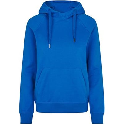 ID Identity dame hættesweatshirt i azurblå, størrelse 3XL, med kængurulomme og snøre i hætten.