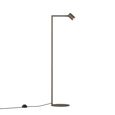 Astro Lighting Ascoli Floor gulvlampe i bronze med slank arm, rund fod og afbryder på ledningen.