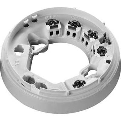 Orbis standardsokkel til detektor med dimensioner på 100 x 16 mm, hvid plast med skrueterminaler.