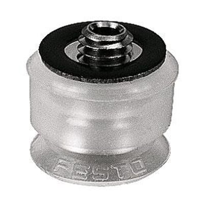 Festo vakuumsuger ESS-15-SS med 15 mm diameter og ovenpå-tilslutning, lavet af klar plast med synligt Festo logo.