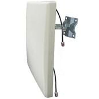 Dual polarization panel antenne til WiFi/LTE med frekvenser 790-960 MHz, 1710-2170 MHz og 2300-2700 MHz.