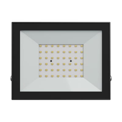 SpectrumLED 50 W LED-projektør i sort med 4000 K, vist forfra med synlige LED'er bag frontglasset.