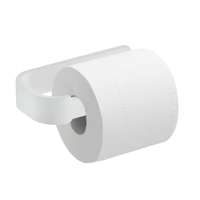 HeFe Outline toiletpapirholder i mat hvid med en toiletpapirrulle, 160 mm bred, 30 mm høj og 90 mm dyb.