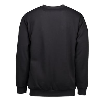 ID Game sweatshirt 0600 til mænd i sort, str. 3XL, vist bagfra med rund hals og ribkant.