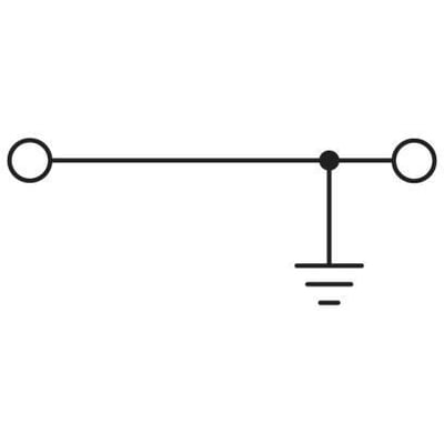 Diagram af en Phoenix Contact MSLKG 2,5 jordklemme, der viser elektrisk forbindelse til jord med skruetilslutning.