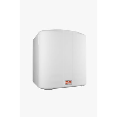 Væghængt Metro Therm System 5 Split fjernvarmeunit i hvid med et diskret Metro Therm logo på fronten.