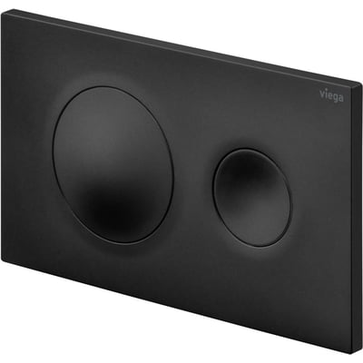 Viega Visign Style 20 betjeningsplade i matsort plast med to trykknapper til dobbeltskyl.