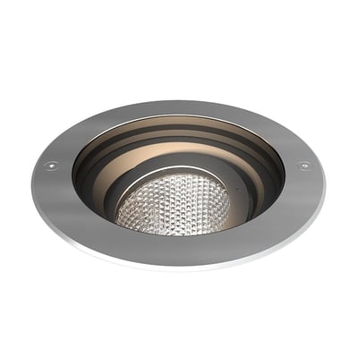 Ansell Lighting Fresno 185 nedgravningsspot med kip, 15W, 4000K og IP67-klassificering, vist på hvid baggrund.