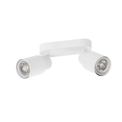 Detaljebillede af SLV PURI CW hvid loftlampe, viser de to GU10 fatninger med lyskilder.