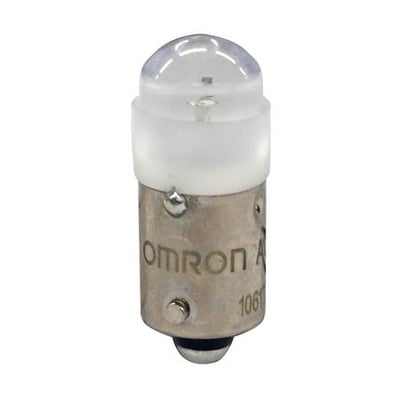 Omron A22NZ trykknap tilbehør med hvid LED lampe og metalfatning, model A22NZ-L-WC.