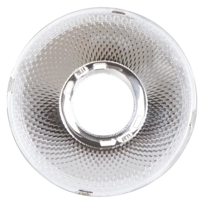Sølvfarvet LEDVANCE Tracklight Spot-reflektor til 30 W spot med 36° spredning, set forfra med facetteret inderside.