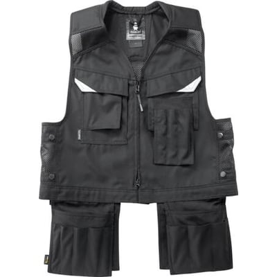 Sort Mascot Baza værktøjsvest i størrelse 2XL med mange lommer, lynlås og netpaneler for ventilation.