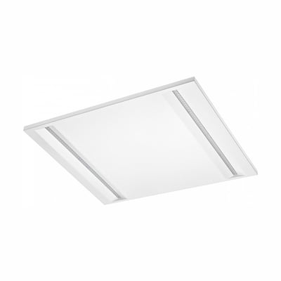 SpectrumLED 60x60 LED-indbygningspanel på 40 W med CCT-lys og hvid kant, set skråt forfra.