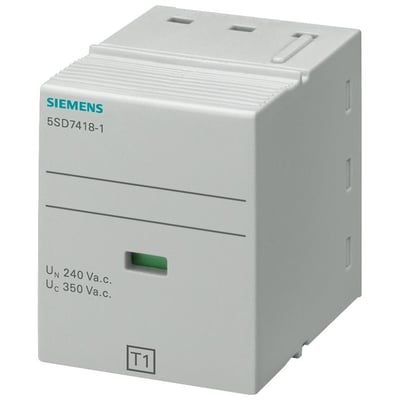 Siemens 5SD7418-1 plug-in modul type 1, L-N, 350V overspændingsbeskyttelse med grøn statusindikator.