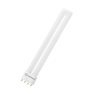 Ledvance DULUX LED-rør med 2G11-sokkel og to hvide parallelle rør, set skråt med stifterne synlige.