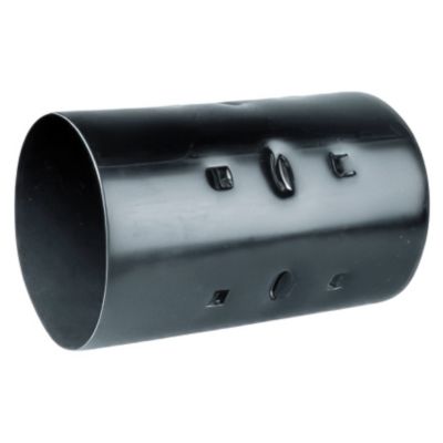 Sort samlemuffe til 200mm DV kabelrør, vist på hvid baggrund, med synlige forstærkninger på siden.