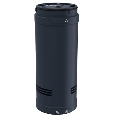 Lydenhed til Ø60 mm XVU lystårn fra Schneider Electric i mørkeblå, vist fra siden med topmonteret ring.