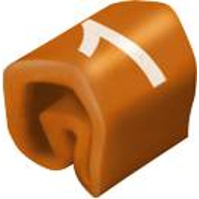 Weidmüller CLI 1-3 ledningsmærke i brun/sort med et stort hvidt '1' trykt på siden, lavet af plast.