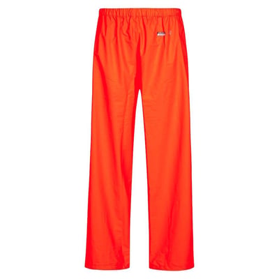 Lyngsøe Rainwear LR41 hi-vis regnbuks i orange, størrelse L, set forfra med elastisk talje.