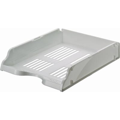 Hvid A4 brevbakke fra Antalis, lavet af plast med riller til ventilation, mål 60x245x330mm.