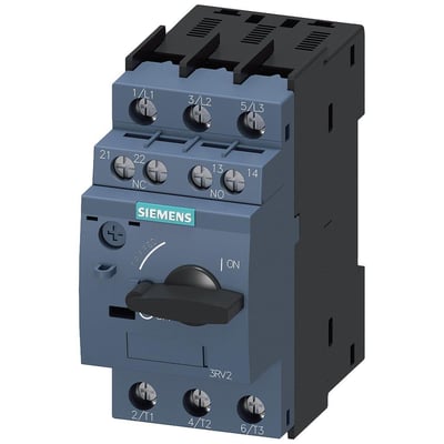 Siemens 3RV2 motorværn, størrelse S0, 27-32A, med skrueterminaler og drejeknap til ON/OFF og tripped funktion.
