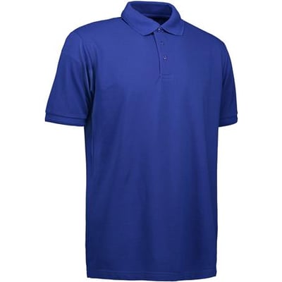 ID Identity poloshirt i kongeblå til mænd, str. S, vist forfra med klassisk krave og tre knapper.