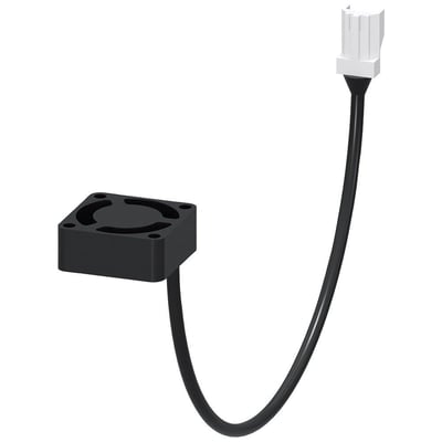 Siemens ventilator til softstarter 3RW402 S0 med 10kW effekt, fremstillet af sort plast med hvid stikforbindelse.