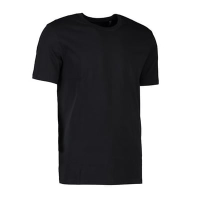 Sort, økologisk T-shirt i størrelse 4XL fra ID Identity, fremstillet i certificeret bomuld med klassisk pasform og fire-lags halsrib.