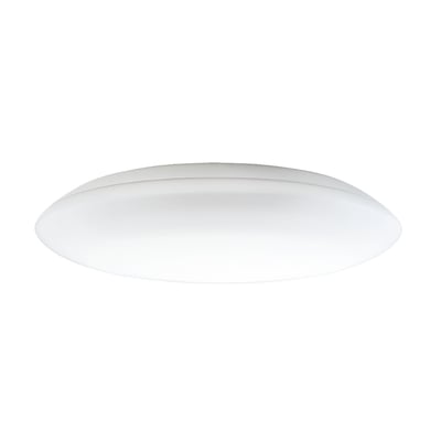 SG Armaturen Frosta 480 væg- og loftarmatur i hvid med opal glasskærm, monteret på en hvid baggrund.