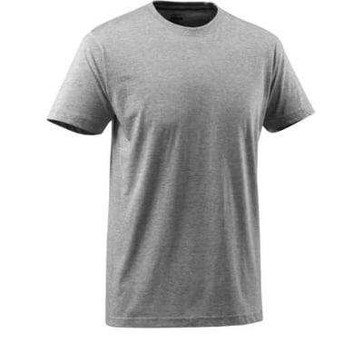 Mascot T-shirt Calais i gråmeleret farve, lavet af 90% bomuld og 10% viskose, med rund hals og korte ærmer.