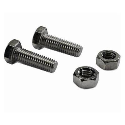 Modul ANTI-SLIP montage sæt med M8 møtrikker og bolte, viser gevinddetaljer på et isoleret hvidt baggrund.