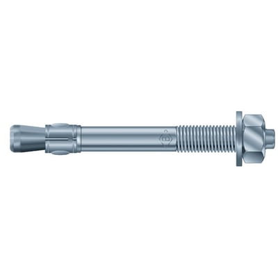 Gennemstiksanker B FZB M10x145, el-galvaniseret, med gevind og møtrik, vist på hvid baggrund.