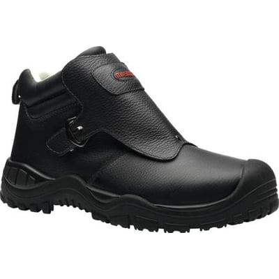 Mascot Boron S3 sikkerhedsstøvle i sort læder med lynlukning, aluminiumskappe og SRC godkendt ydersål.