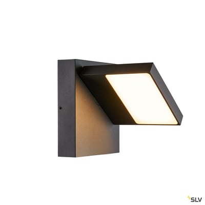 SLV ABRIDOR LED-væglampe til udendørs brug i antracit med drejbart lampehoved og bred, lysende flade.